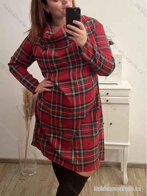 Šaty dlhý rukáv dámske nadrozmer (XL/2XL ONE SIZE) TALIANSKA MÓDA IMWQ22EMA/DR XL/2XL červená