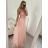 Šaty spoločenské elegantné na ramienka dlhé plesové dámske (S/M, M/L ONE SIZE) TALIANSKA MÓDA IMM229067L/DU