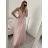 Šaty spoločenské elegantné na ramienka dlhé plesové dámske (S/M, M/L ONE SIZE) TALIANSKA MÓDA IMM229067L/DU