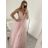 Šaty spoločenské elegantné na ramienka dlhé plesové dámske (S/M, M/L ONE SIZE) TALIANSKA MÓDA IMM229067L/DU