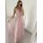 Šaty spoločenské elegantné na ramienka dlhé plesové dámske (S/M, M/L ONE SIZE) TALIANSKA MÓDA IMM229067L/DU