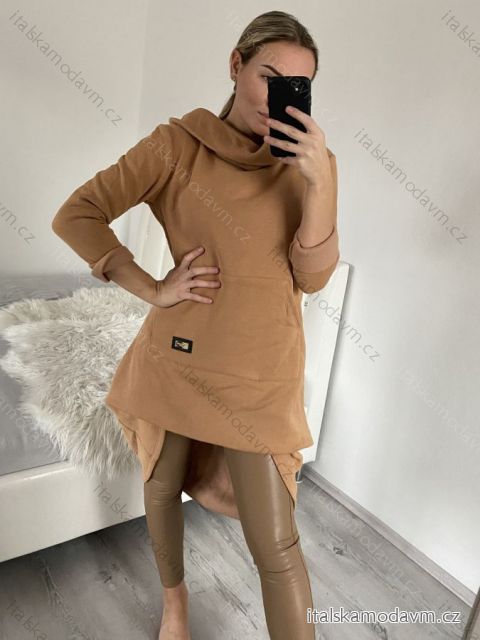 Mikina/šaty teplé predĺžené s kapucňou dámska (S/M/L ONE SIZE) TALIANSKA MÓDA IMD22739/DU