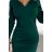 Šaty elegantný dlhý rukáv dámske (XS-XL ) POLSKA MÓDA NMC-403-1/DU smaragdová XL