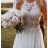 Šaty společenské elegantní plesové svatební na ramínka s krajkou dlouhé dámské (S/M ONE SIZE) ITALSKÁ MÓDA IMM23080