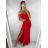 Šaty elegantní společenské carmen dlouhé dámské (XS/S/M/L ONE SIZE) ITALSKÁ MÓDA IM322063 purpurová