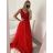 Šaty dlhé spoločenské elegantné letné na ramienka dámske (M/L, L/XL) TALIANSKA MÓDA IMPSH22260019/DU tyrkysová