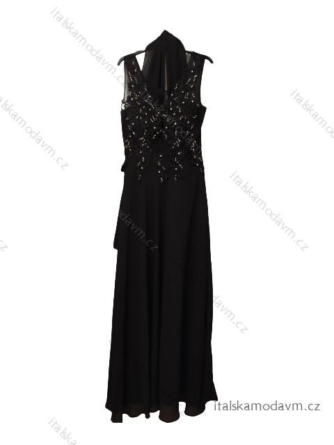 Šaty společenské elegantní plesové dlouhé na ramínka dámské (S/M, L/XL) FRANCOUZSKÁ MÓDA FMF231872/DU L/XL Černá
