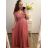 Šaty společenské dlouhé bez rukávu dámské nadrozměr (4XL) ITALSKá MóDA IM22318815/DU 4XL svetlo ružová