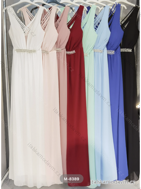 Šaty dlhé elegantné spoločenské na ramienka dámske (S/M ONE SIZE) TALIANSKA MÓDA FMPRP23M-8389