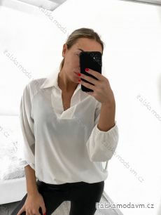 Košeľa/tunika košeľová dlhý rukáv dámska (S/M ONE SIZE) TALIANSKA MÓDA IMWB23006/DU