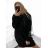 Šaty mikinové zamatové s kapucňou dlhý rukáv dámske nadrozmer (L/XL ONE SIZE) TALIANSKA MóDA IM4221272/DR1 černá
