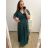 Šaty spoločenské elegantné šifónové krátky rukáv dámske nadrozmer (XL/2XL ONE SIZE) TALIANSKA MÓDA IMM22ZO9014/DU tmavě modrá