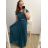Šaty plesové elegantné spoločenské krátky rukáv dámske nadrozmer (L/XL/2XL ONE SIZE) TALIANSKA MÓDA IMM22693/DUR1 vínová