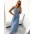 Šaty elegantní společenské dlouhé na ramínka dámské Patricie  (XS/S/M/L ONE SIZE) ITALSKÁ MÓDA IM322045/DR/DU sv. modrá