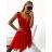 Šaty společenské elegantní dámské (S/M ONE SIZE) ITALSKá MODA IMS23RIMINNI/DUčervená