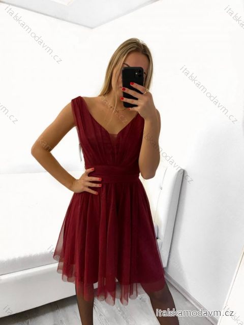 Šaty spoločenské elegantné dámske (S/M ONE SIZE) TALIANSKA MODA IMS23RIMINNI/DUvínová
