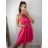Šaty elegantní krátké bez rukávu společenské dámské (S/M ONE SIZE) ITALSKÁ MÓDA IMM22Q52233/ULsv. modrá