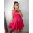 Šaty elegantní krátké bez rukávu společenské dámské (S/M ONE SIZE) ITALSKÁ MÓDA IMM22Q52233/ULsv. modrá