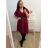 Šaty společenské elegantní šifonové krátký rukáv dámské nadrozměr (XL/2XL ONE SIZE) ITALSKÁ MÓDA IMM22ZO9013/DR VÍNOVÁ