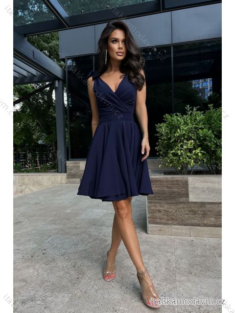 Šaty elegantní společenské bez rukávu dámské (34-40) POLSKÁ MÓDA PMLBC232209-01 tmavě modrá 40