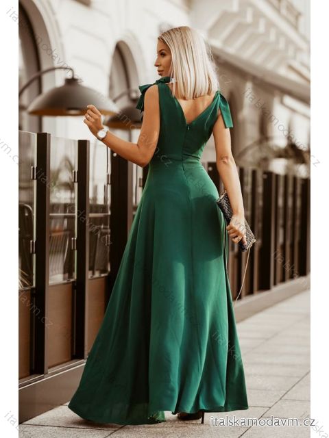 Šaty dlhé elegantné spoločenské bez rukávov dámske (34-42) POLSKÁ MÓDA PMLBC232231-13 zelená 34
