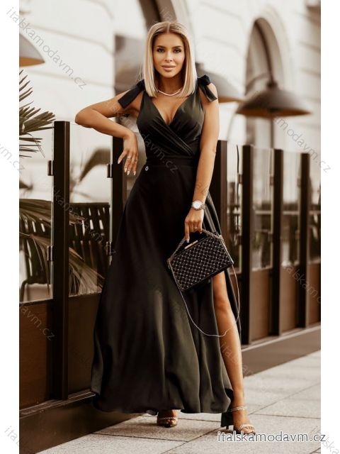Šaty dlouhé elegantní společenské bez rukávu dámské (34-42) POLSKÁ MÓDA PMLBC232231-06 Černá 42