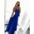 Šaty dlhé spoločenské elegantné plesové na ramienka dámske (S/M ONE SIZE) TALIANSKA MÓDA IMM22409/DU