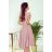 300-1 PATRICIA - šaty s dlhším chrbtom s čipkovým výstrihom - ružová
