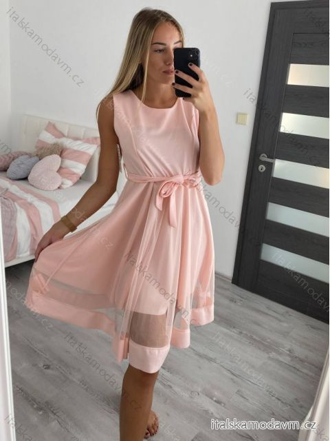 Šaty elegantné letné bez rukávov dámske (S/M/L ONE SIZE) TALIANSKA MÓDA IM322NELA/DU ružová S/M