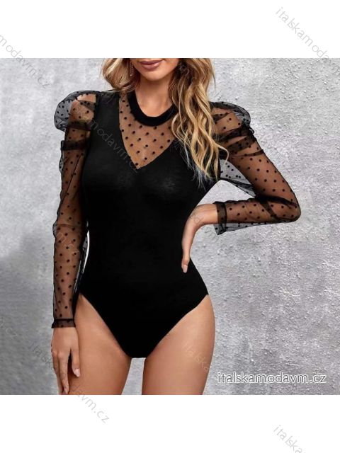Body elegantné krajkové dlhý rukáv dámske (S/M ONE SIZE) TALIANSKA MÓDA IMM22050/DU