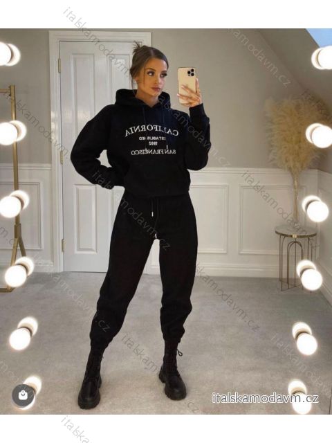 Súprava tepláky dlhé a mikina s kapucňou dlhý rukáv dámska (S/M ONE SIZE) TALIANSKA MÓDA IMPGE232635900205