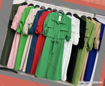 Šaty košeľové dlhý rukáv dámske (XL/2XL ONE SIZE) TALIANSKA MÓDA IMWD23508