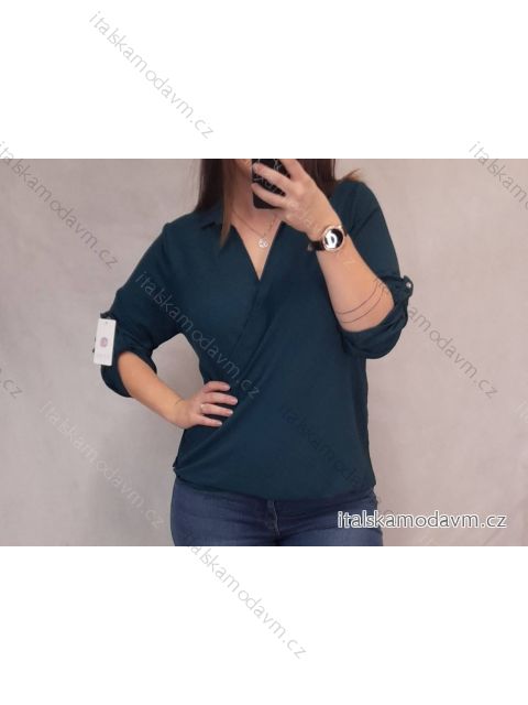 Tunika blúzka krížená krátky rukáv dámska (M/L ONE SIZE) TALIANSKA MÓDA IMD22038/DU