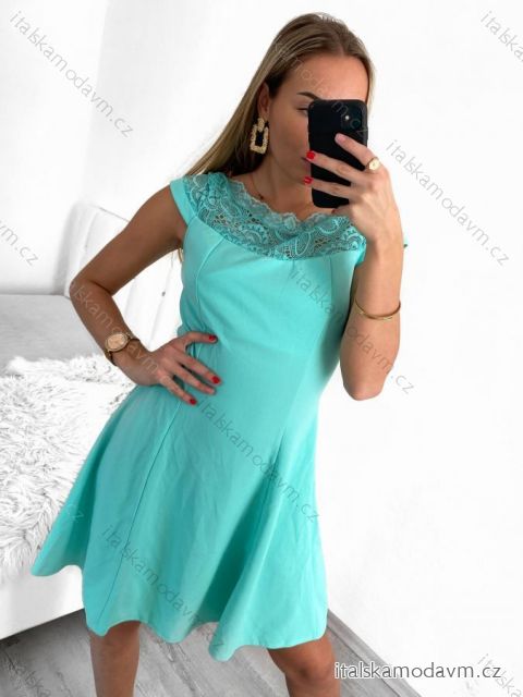 Šaty elegantné letné s čipkou bez rukávu dámske (S/M ONE SIZE) TALIANSKA MÓDA IM923050/DU S/M mintova