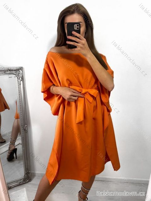 Šaty letní motýlkové krátký rukáv dámské (S/M ONE SIZE) ITALSKA MÓDA IMM22SY19139/DR oranžová