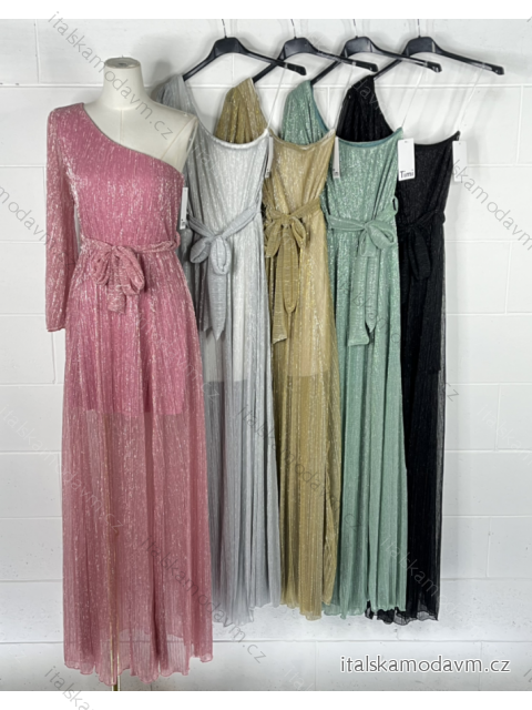 Šaty dlhé elegantné spoločenské dlhý rukáv dámske (S/M ONE SIZE) TALIANSKA MÓDA IMPBB23P23384