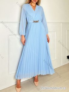 Šaty dlhé elegantné skladané dlhý rukáv dámske (S/M ONE SIZE) TALIANSKA MÓDA IMPBB2320469s