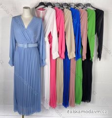 Šaty dlhé elegantné skladané dlhý rukáv dámske (S/M ONE SIZE) TALIANSKA MÓDA IMPBB2320447s
