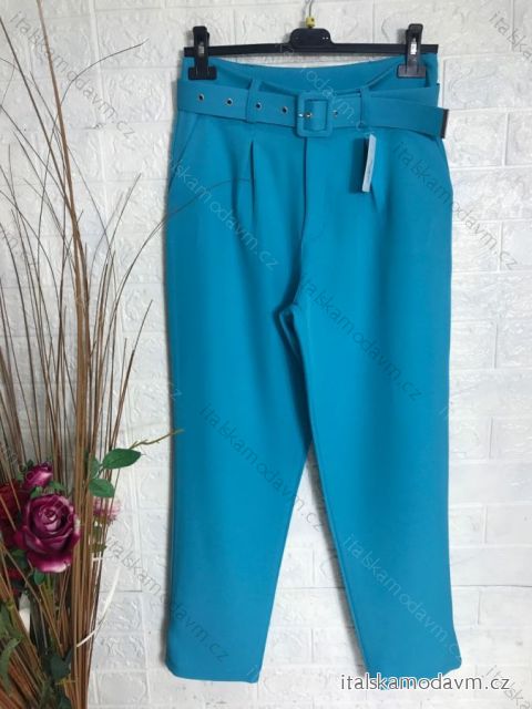 Nohavice dlhé s opaskom dámske (S-XL) TALIANSKA MÓDA IMPGM237884-04 tyrkysová S