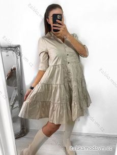 Šaty elegantné košeľové bavlnené dlhý rukáv dámske (S/M ONE SIZE) TALIANSKA MÓDA IMWG215562/DU