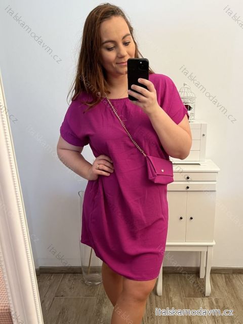 Šaty letní oversize s kabelkou krátký rukáv dámské nadrozměr (XL2XL/3XL ONE SIZE) ITALSKÁ MÓDA IMC22391/DU 2XL/3XL fuchsiová