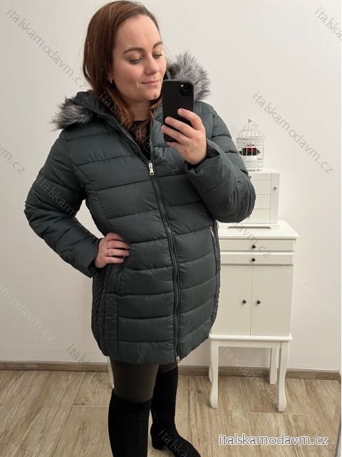Bunda Zimná s kapucňou nadrozmer (3XL-9XL) JLQM 602-2/DR smaragdová 5XL