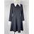 Šaty s límečkem dlouhý rukáv dámské (S/M ONE SIZE) ITALSKÁ MÓDA IMPBB23P24043/DU Černá S/M