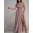 Šaty elegantní dlouhé na ramínka šifonové dámské (S/M ONE SIZE) ITALSKÁ MODA IMM22Q52303/DUR S/M růžová