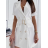 Šaty elegantné kabátkové krátky rukáv dámske (S/M ONE SIZE) TALIANSKA MÓDA IMPGM238027