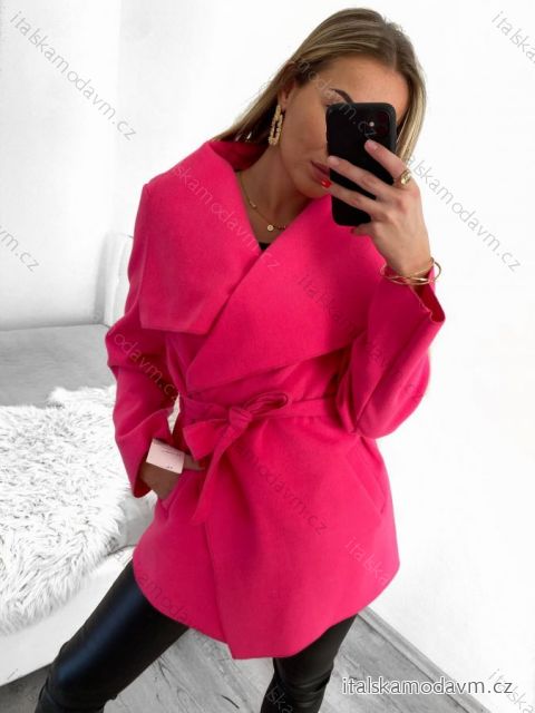 Kabátik flaušový dlhý rukáv dámsky (S/M ONE SIZE) TALIANSKA MÓDA IMWY22016/DR