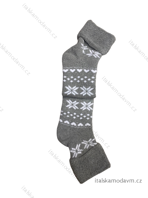 Ponožky vianočné teplé termo dámske (36-40) POLSKÁ MODA DPP22269 šedá 34-36