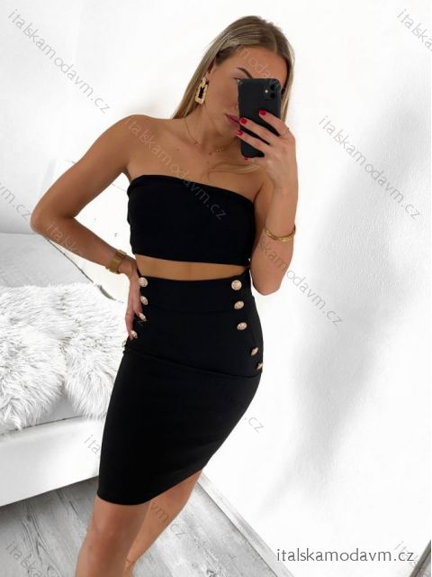 Sukně pouzdrová dámská (S-XL) ITALSKÁ MÓDA IMPGM2321026/DU S Černá