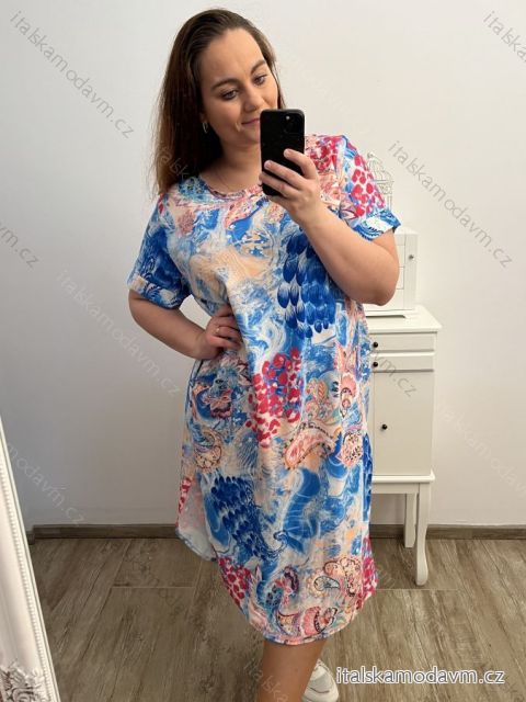 Šaty krátky rukáv dámske nadrozmer (2XL/3XL ONE SIZE) TALIANSKA MóDA IM423MARICA/DUR