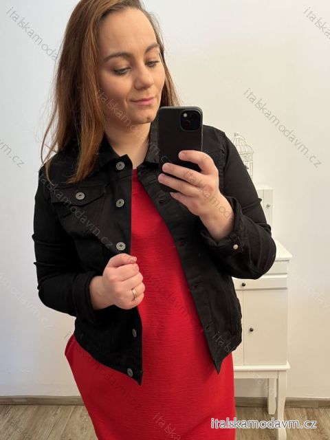 Bunda riflová dlhý rukáv dámska nadrozmer (L-4XL) DROMEDAR LC587L-1/DR 4XL čierna